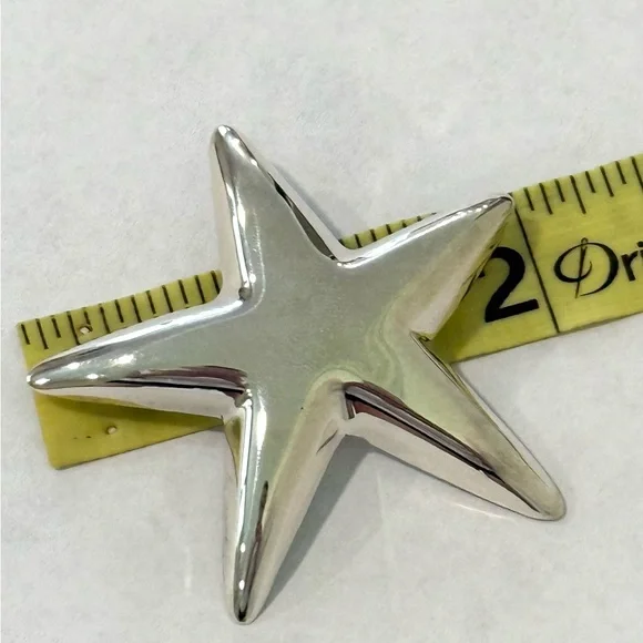 Vintage 925 Sterling Silver Star Starfish Brooch Jewelry Women’s Puffy - Picture 9 of 10
